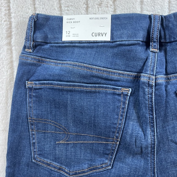 American Eagle Jeans Curvy Kick Boot Low Rise Waist Stretch Dark 31 x 32 12 New - Picture 10 of 10